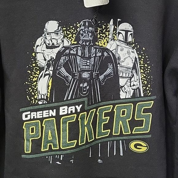 NFL Licensed Black Green Bay Packers Hoodie Sweatshirt Star Wars Themed Adult L - Picture 4 of 11